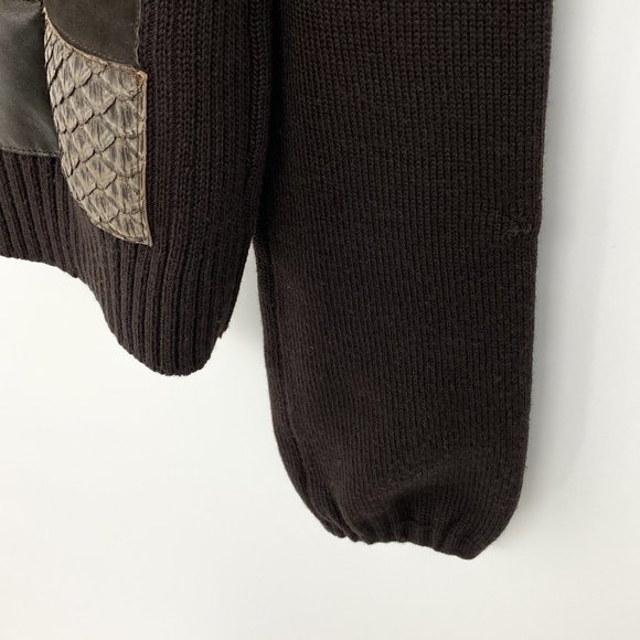 MAURIZIO PECORARO Wool Leather Patchwork Sweater - Picture 8 of 15